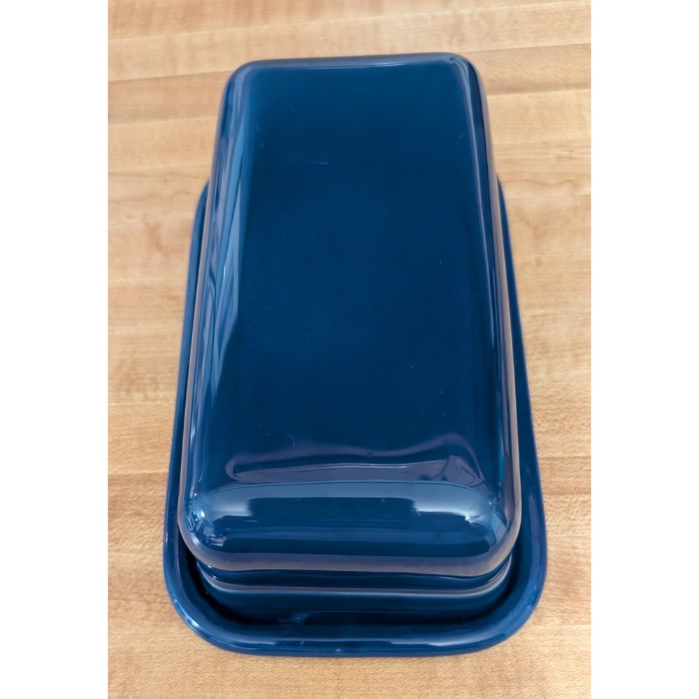 EMILE HENRY Blue Rectangle Covered Butter Dish FRANCE